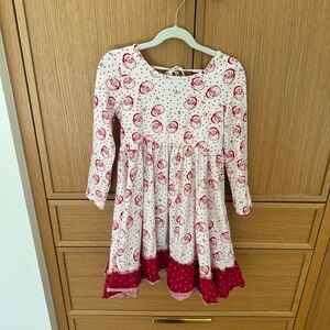 SweetHoney Red and White Patterned Kids Dress